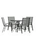 Flash Furniture Brazos Series 5-Piece Steel Glass Patio Table and Chair Set Gray