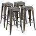 VINEEGO 30 Inches Metal Bar Stools for Counter Height Indoor-Outdoor Modern Stackable Industrial Stools Set of 4 (Gun)