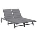 vidaXL Acacia Wood Patio Sun Lounger with Cushion 48.4 /4.8 Multi Colors