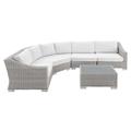 Lounge Sectional Sofa Chair Table Set Rattan Wicker Light Grey Gray White Modern Contemporary Urban Design Outdoor Patio Balcony Cafe Bistro Garden Furniture Hotel Hospitality