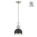 GZBtech Single Black Dome Pendant Light Industrial Hanging Light with Brushed Nickel Finish for Kitchen Table Island Dining Room Foyer 1 Light