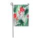 SIDONKU Green Tree Pink Flamingos Exotic Birds Tropical Palm Leaves Floral Jungle Patter Garden Flag Decorative Flag House Banner 12x18 inch