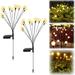 2 Packs Starburst Swaying Solar Lights 10 LED Light Bulbs Decorative Solar Garden Lights Outdoor Waterproof Firefly Path Lights for Pathway Yard Patio Landscape Fun Flowing in Wind-Bright Warm White