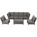 Barbados 6-PC Two-Tone Wicker Sectional Set with 2 Corners in Charcoal Cushion