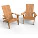 WINSOON All Weather HIPS Adirondack Chair with Cup Holder set of 2 Outdoor Patio Chairs Teak Finish