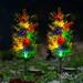 Sinhoon 2-Pack Solar Tree Garden Lights Outdoor Waterproof Solar Yard Decoration Light Solar Power Flower Lights Multi-Color Flickering Pine Lights for Patio Lawn Pathway Christmas