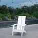 Merrick Lane Modern 2 Slat Back All-Weather Poly Resin Wood Adirondack Chair in White