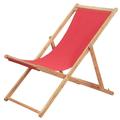 Suzicca Folding Beach Chair Fabric and Wooden Frame Red