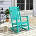 WestinTrends Malibu Outdoor Rocking Chair All Weather Poly Lumber Adirondack Rocker Chair with High Back 350 Lbs Support Patio Rocking Chair for Porch Deck Garden Lawn Turquoise