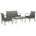 ametoys 4 Piece Patio Set with Cushions Poly Rattan Gray
