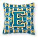 Letter E Football Blue and Gold Fabric Decorative Pillow