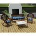 Jordan Manufacturing Blue Stripe Tufted Outdoor Wicker Cushion Set for Bench and 2 Seats - 18 L x 44 W x 4 H