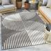 Well Woven Medusa Alder Modern Geometric Ivory Grey 5 3 x 7 3 Indoor Outdoor Area Rug