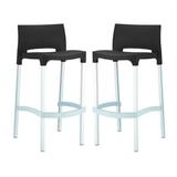 Home Square 29.5 Outdoor Bar Stool in Black Finish - Set of 2