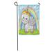 KDAGR Horn Cute Cartoon Unicorn and Rainbow Meadow Cloud Girl Head Garden Flag Decorative Flag House Banner 12x18 inch