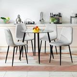 Bacyion Dining Room Table Set for 4 Modern Kitchen Table and Chairs 5 piece Dining Table Set for Kitchen Dinette Small Space(Round Table+4PCS Light Grey Chairs)