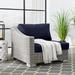 Modway Conway Outdoor Patio Wicker Rattan Left-Arm Chair in Light Gray Navy