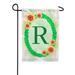 America Forever Spring Monogram Garden Flag Letter R 12.5 x 18 inches Double Sided Vertical Outdoor Yard Lawn Beautiful Flowers Green Ivy Floral Wreath Summer Flower Garden Flag