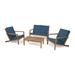 Camryn Outdoor 4 Seater Chat Set with Cushions Dark Teal and Brown Patina Finish