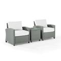 Crosley Furniture Bradenton 3-piece Wicker Outdoor Armchair Set in White/Gray