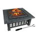 Multifunctional Fire Pit Table 32in Square Metal Firepit Stove Backyard Patio Garden Fireplace for Camping Outdoor Heating Bonfire and Picnic- Antique Gray