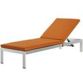 Lounge Chair Chaise Aluminum Metal Steel Silver Orange Modern Contemporary Urban Design Outdoor Patio Balcony Cafe Bistro Garden Furniture Hotel Hospitality