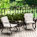 Devoko 3 Pieces Outdoor Rocking Chairs Bistro Chair Set Outdoor Rocker Patio Conversation Set with Glass Coffee Table Beige