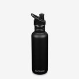 Klean Kanteen Classic Water Bottle with Sport Cap - Stainless Steel Sports Water Bottle - 27 Oz Black