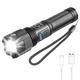 NKTIER LED Torch USB Rechargeable Flashlight Adjustable Focus Searchlight With 1500mAh Battery Waterproof With 5 Lighting Modes For Camping Fishing
