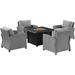 Crosley Furniture Bradenton Gray/Gray 5 Piece Wicker Convers Set with Fire Table