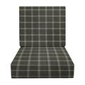 RSH DÃ©cor Indoor Outdoor Foam Deep Seating Cushion Set 23 x 24 x 5 Seat and 23 x 19 x 3 Back Brandin Twilight Grey Plaid