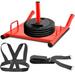 VEVOR Fitness Sled Weight Sled Push Pull Heavy High Training Sled Drag Fitness HD Power Speed Training Sled for Athletic Exercise and Fitness Strength Training (Red)