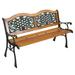 Hassch 49 Garden Bench Outdoor Patio Park Chair Furniture Hardwood Slats Cast Iron Frame