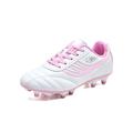 Tenmix Girls & Boys Basketball Non Slip Athletic Shoe Mens Lace Up Soccer Cleats Children Sport Sneakers Pink Long 9