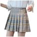 Labakihah Plaid Skirts For Women Women S Fashion High Waist Pleated Mini Skirt Slim Waist Casual Tennis Skirt Grey