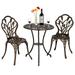 3pcs/set Tulip Bistro Set European Style Cast Aluminum Bronze Color Outdoor 2pcs Chairs 1pc Round Table