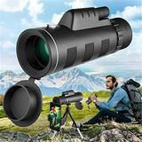 POINTERTECK Monocular Telescope 40x60 High Power Monoculars for Smartphone BAK4 Prism HD Waterproof Zoom Monoscope Lower Night Vision Monocular Binoculars