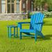 Westin Outdoor with Side Table HDPE Plastic Adirondack Chair - Pacific Blue (Set of 2)