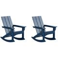 Costaelm Palms Outdoor HDPE Plastic Adirondack Rocking Chair (Set of 2) Navy Blue