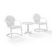 Tulip 3 Piece Metal Conversation Seating Set in White Satin