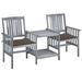 Carevas Patio Chairs with Tea Table and Cushions Solid Acacia Wood