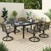 Sophia & William 7 Piece Patio Metal Dining Set Expandable Patio Dining Table and 6 Textilene Swivel Chairs