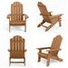 WINSOON All Weather HIPS Folding Adirondack Chair Outdoor Patio Chairs Set of 4 Teak Finish