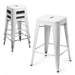 MoNiBloom Set of 4 Metal Bar Stools 24.5 Inch Stackable Counter Height Barstools Backless Rustic Kitchen Dining Chairs White