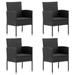 Andoer Patio Chairs 4 pcs Poly Rattan Black with Black cushion