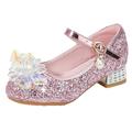Youmylove Toddler Little Kid Girls Dress Pumps Glitter Sequins Princess Flower Low Heels Party Show Dance Shoes Rhinestone Sandals Trainers Casual Shoes