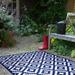 FH Home Outdoor Rug - Waterproof Fade Resistant Crease-Free - Premium Recycled Plastic - Geometric - Large Patio Deck Sunroom Camping RV - Aztec - Blue & White - 6 x 9 ft