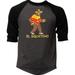 Men s Bigfoot El Squatcho F27 Charcoal/Black Raglan Baseball T Shirt 2X-Large Charcoal/Black