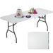 Dkelincs Folding Table 6 ft Heavy Duty Fold Up Table Camping Working Table Indoor Outdoor Plastic Folding Table Utility Party Dining Table Easy to Assemble with Lock Function White