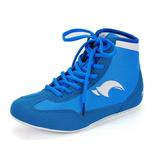 Rockomi Kids Boxing Shoes Men Wrestling Shoes School Lightweight Round Toe Combat Sneaker Boys High Top Wrestling Shoes Breathable Wide Blue-1 8.5